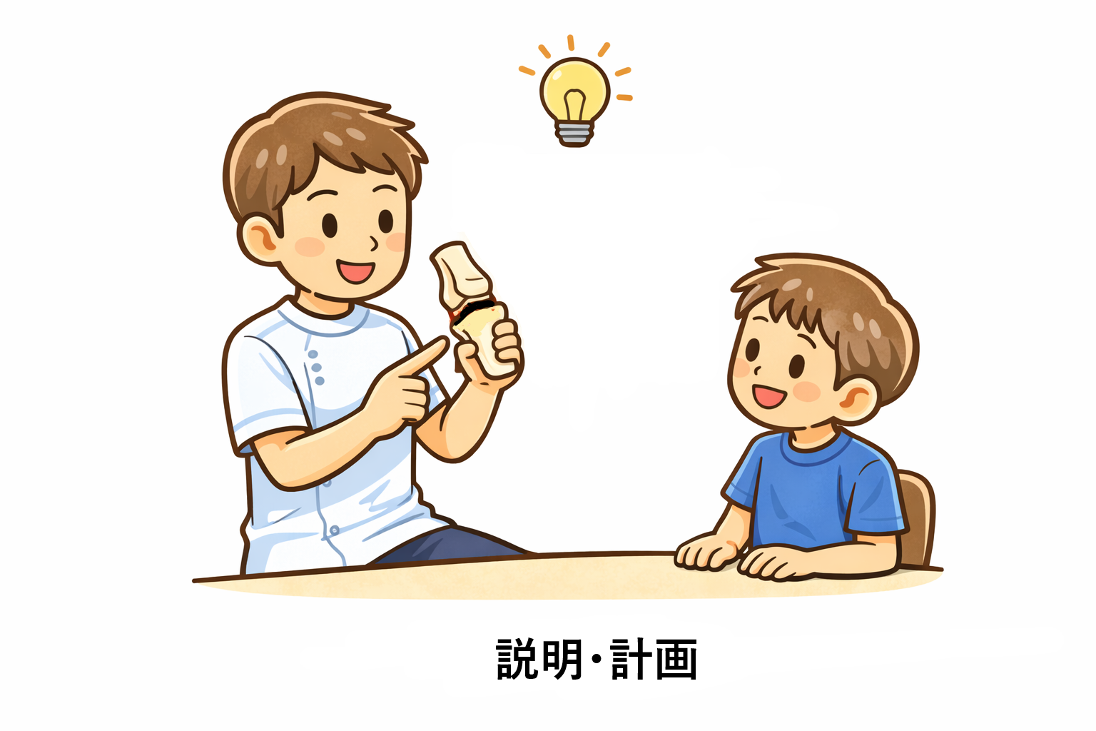 説明と計画をお伝えしているイメージ図