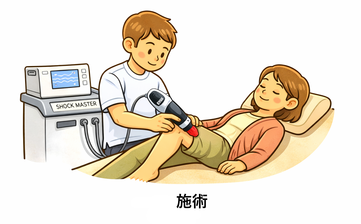 ショックマスターで施術しているイメージ図
