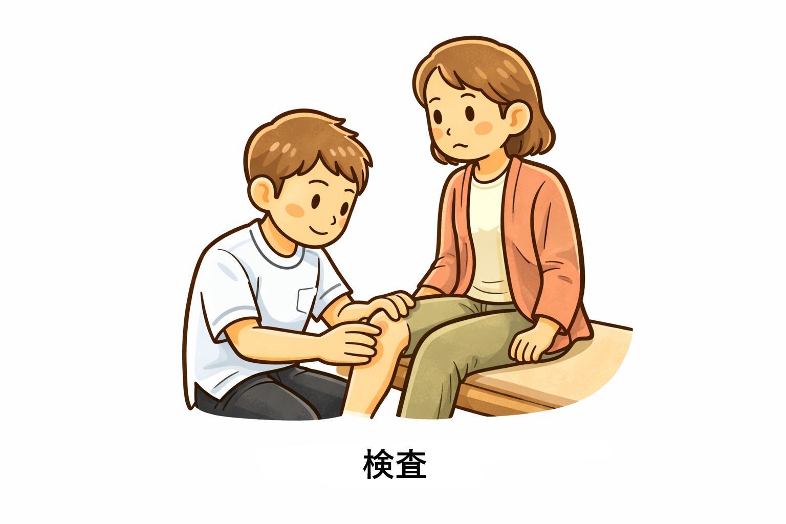 膝の状態を確認しているイメージ図