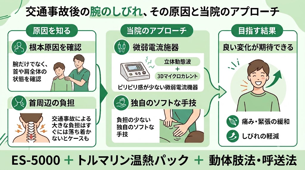 しびれに対して大切なことを示すイラスト