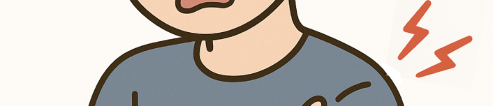 肩関節脱臼で腕を押さえて痛がっている男性のイメージ図