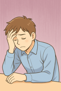 うつ病男性 うつ病でつらそうな男性のイメージ図