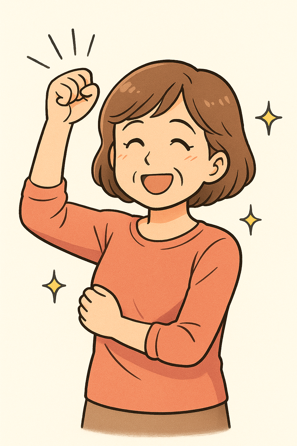 肩の痛みが改善して喜んでいる女性を示すイメージ図