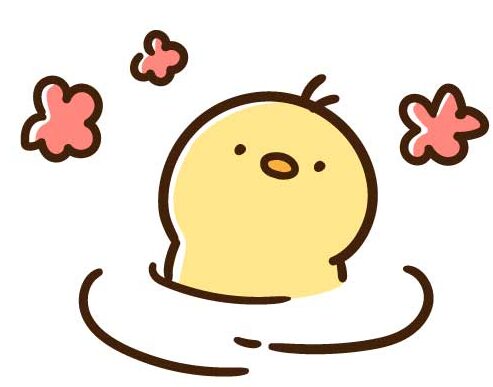 温泉に浸かるひよこ