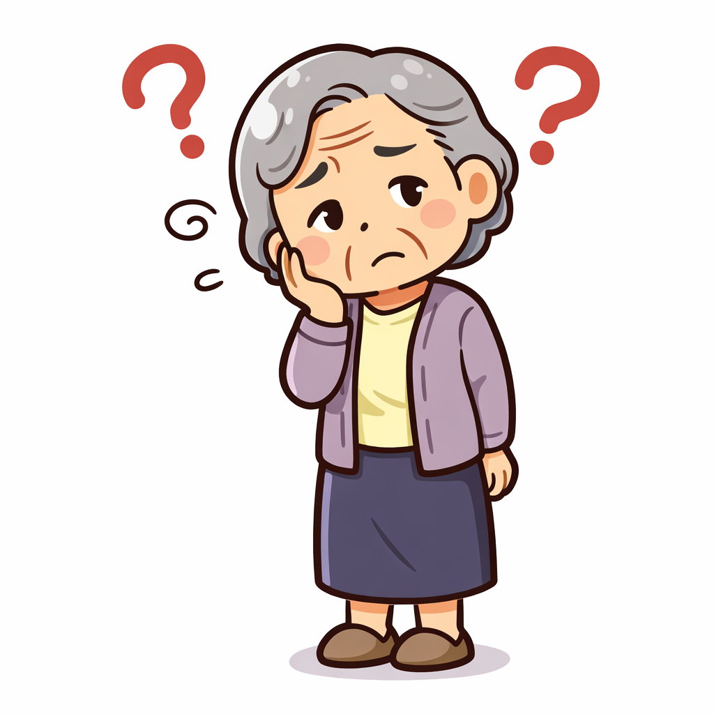 何をしたらいいのか分からない高齢女性を示すイメージ図