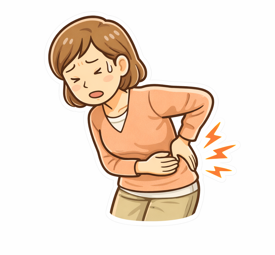 腰痛が発生している女性を示すイメージ図